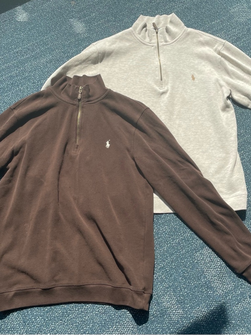 Polo Ralph Lauren Light Gray & Brown Half-Zip Sweatshirt